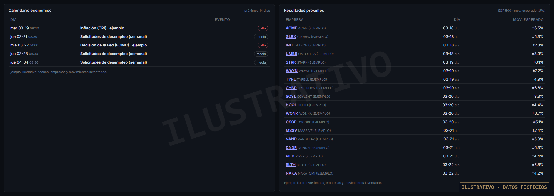 Pantalla Calendario de VaultThink